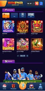 WinPKR mobile games lobby screenshot — slots and casino titles for Pakistani players